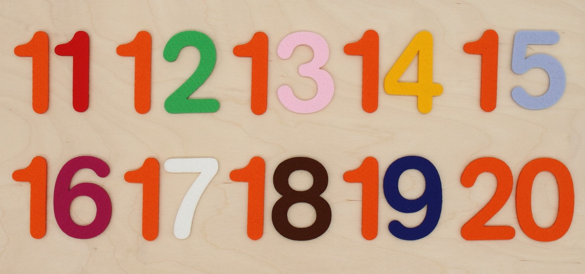 Filcová barevná čísla (11-20)