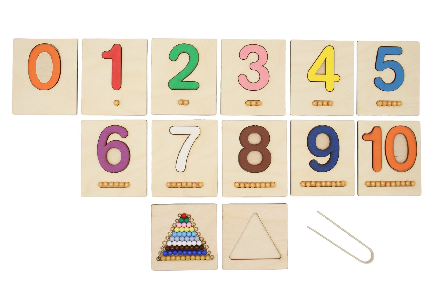 Vkládačky čísel a počítacích korálků 0-10 (11 dřevěných vkládacích destiček)