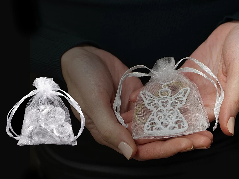 Sáček z organzy 7x8,5 cm bílý