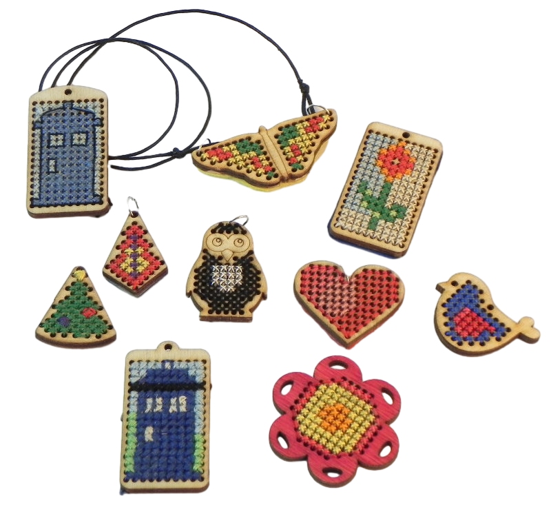 Dřevovýšivky kruh, čtverec a srdce