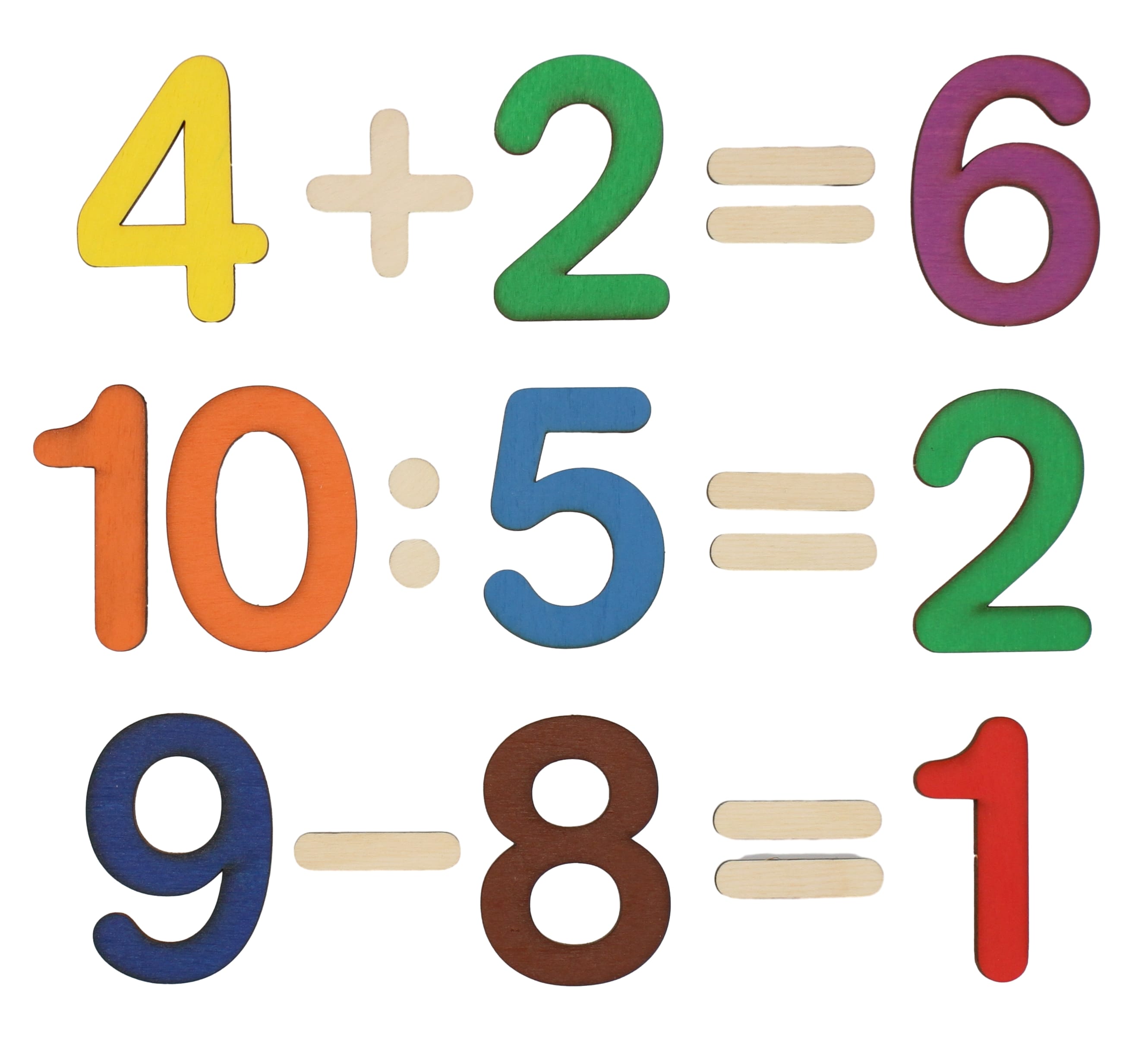 5 sad dřevěných barevných čísel 0-10