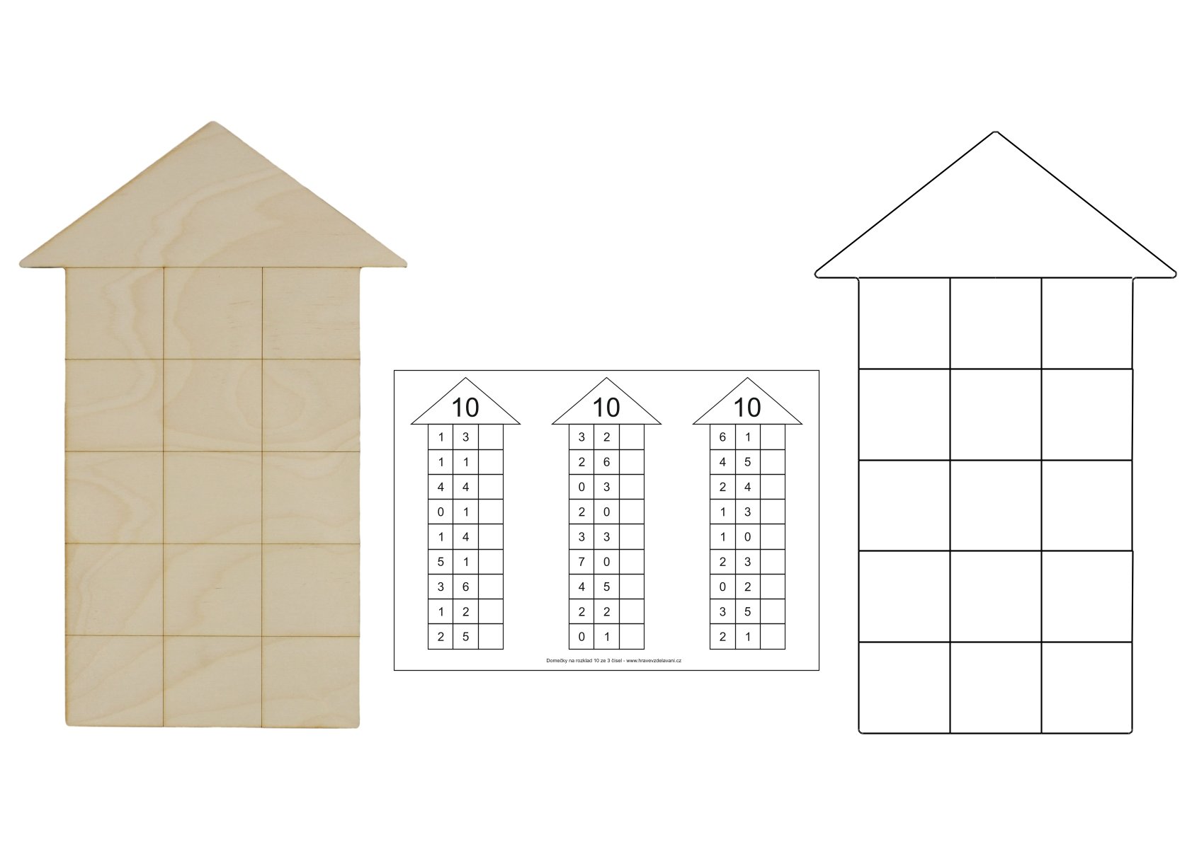 Velká sada počítacích květin, pyramid a domečků (s květinou v přírodní barvě)