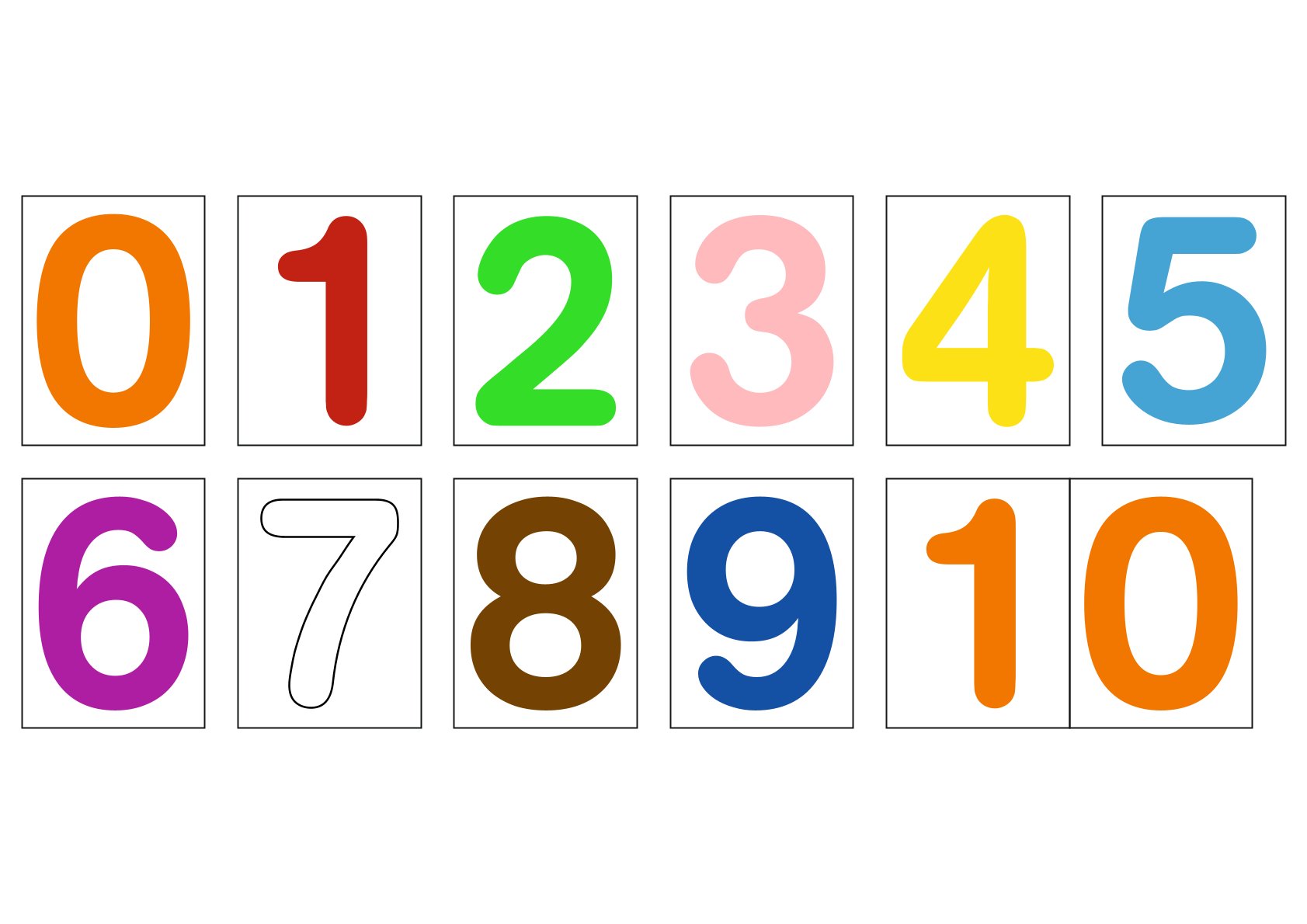 5 sad dřevěných barevných čísel 0-10