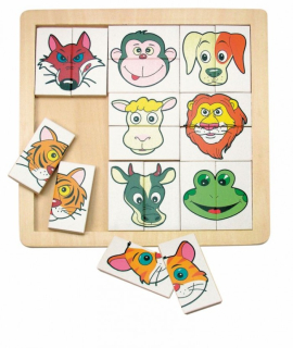 Puzzle Zvířecí hlavičky 9 dvojic