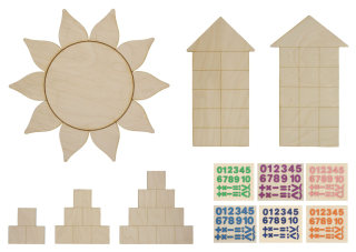 Velká sada počítacích květin, pyramid a domečků