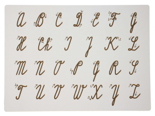 Grafomotorická tabulka k nácviku psaní - velká psací písmena