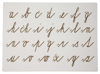 Grafomotorická tabulka k nácviku psaní - malá psací písmena