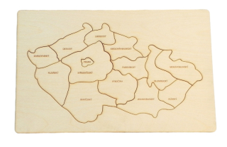 Vkládací dřevěná mapa krajů ČR